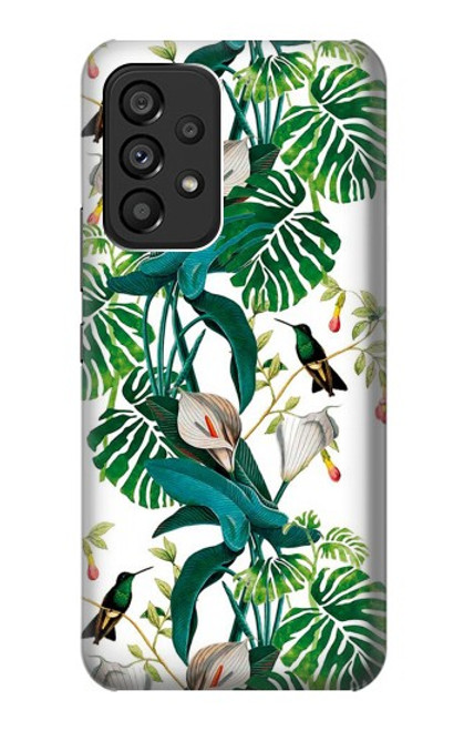 S3697 Oiseaux de la vie des feuilles Etui Coque Housse pour Samsung Galaxy A53 5G