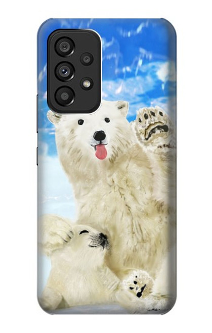 S3794 Ours polaire arctique amoureux de la peinture de phoque Etui Coque Housse pour Samsung Galaxy A53 5G