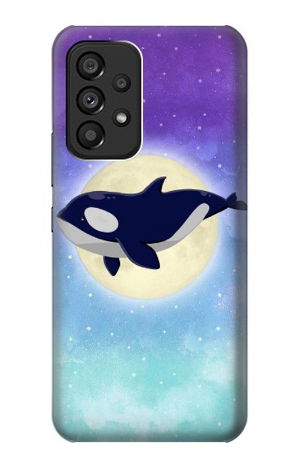 S3807 Killer Whale Orca Lune Pastel Fantaisie Etui Coque Housse pour Samsung Galaxy A53 5G