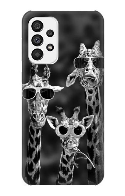 S2327 Girafes avec lunettes de soleil Etui Coque Housse pour Samsung Galaxy A73 5G