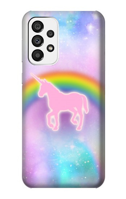 S3070 Arc en ciel pastel ciel Licorne Etui Coque Housse pour Samsung Galaxy A73 5G