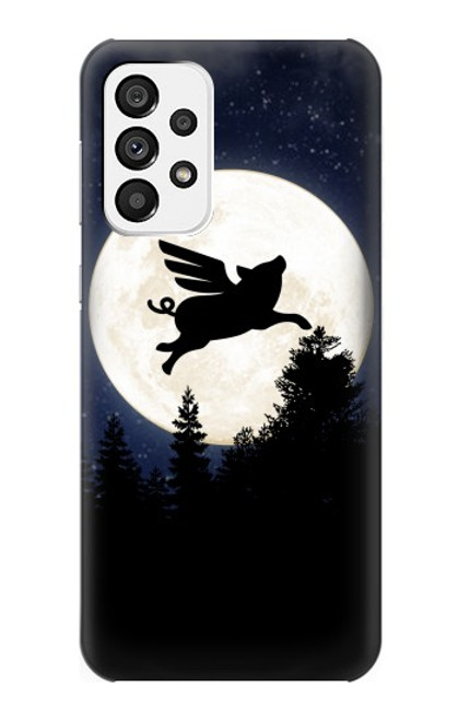 S3289 Cochon Volant Pleine Lune Nuit Etui Coque Housse pour Samsung Galaxy A73 5G