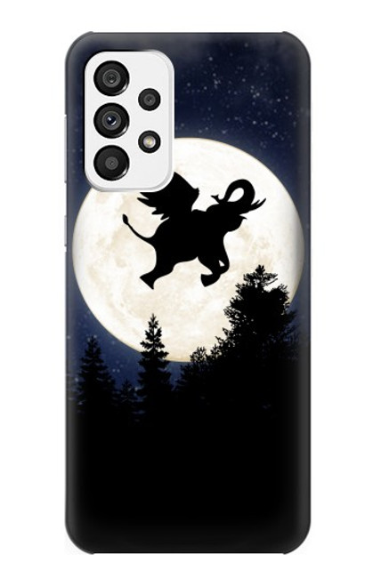 S3323 Voler l'Eléphant Nuit de pleine lune Etui Coque Housse pour Samsung Galaxy A73 5G