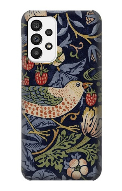 S3791 William Morris Strawberry Thief Fabric Etui Coque Housse pour Samsung Galaxy A73 5G