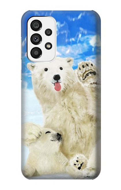 S3794 Ours polaire arctique amoureux de la peinture de phoque Etui Coque Housse pour Samsung Galaxy A73 5G