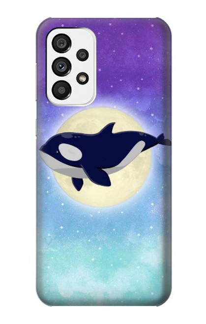 S3807 Killer Whale Orca Lune Pastel Fantaisie Etui Coque Housse pour Samsung Galaxy A73 5G