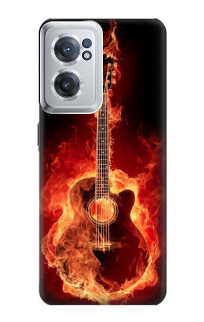 S0415 Graver guitare feu Etui Coque Housse pour OnePlus Nord CE 2 5G
