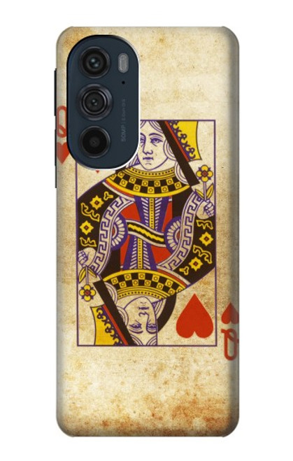 S2833 Poker Carte Coeurs Reine Etui Coque Housse pour Motorola Edge 30 Pro
