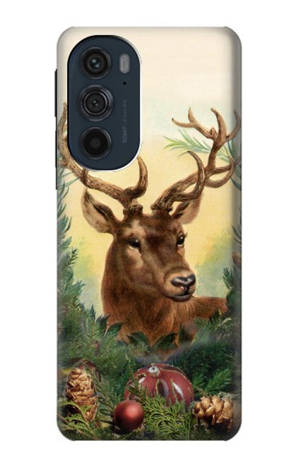 S2841 Renne de Noël millésimé Etui Coque Housse pour Motorola Edge 30 Pro