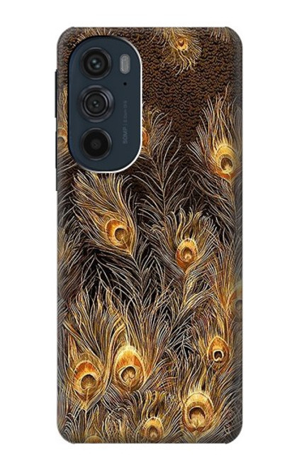 S3691 Plume de paon d'or Etui Coque Housse pour Motorola Edge 30 Pro