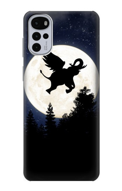 S3323 Voler l'Eléphant Nuit de pleine lune Etui Coque Housse pour Motorola Moto G22