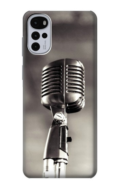 S3495 Microphone millésimé Etui Coque Housse pour Motorola Moto G22