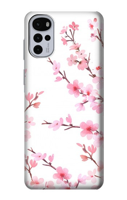 S3707 Fleur de cerisier rose fleur de printemps Etui Coque Housse pour Motorola Moto G22