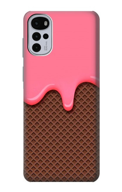 S3754 Cornet de crème glacée à la fraise Etui Coque Housse pour Motorola Moto G22