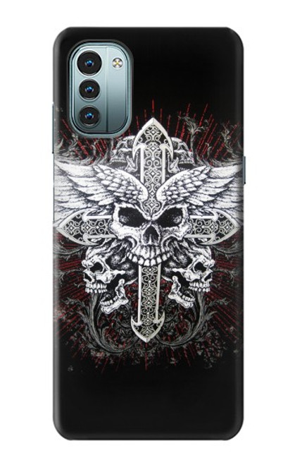 S1434 Crâne Tatouage Motard Aile Etui Coque Housse pour Nokia G11, G21