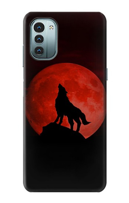 S2955 Loup Hurlant Rouge Lune Etui Coque Housse pour Nokia G11, G21