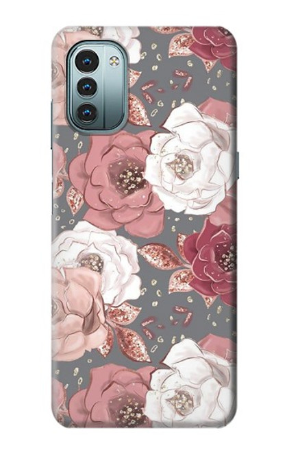 S3716 Motif floral rose Etui Coque Housse pour Nokia G11, G21