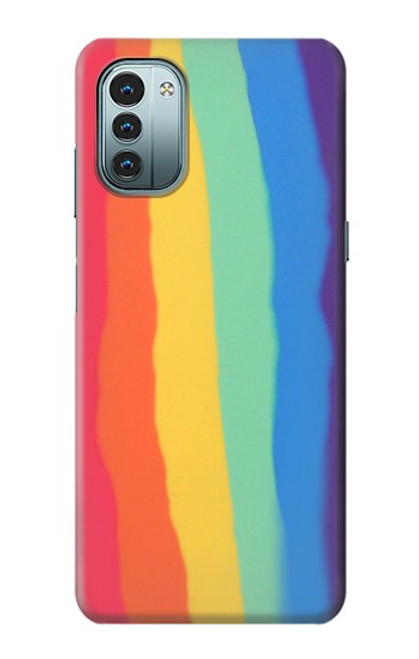 S3799 Arc-en-ciel aquarelle vertical mignon Etui Coque Housse pour Nokia G11, G21