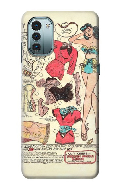 S3820 Poupée de papier de mode de cow-girl vintage Etui Coque Housse pour Nokia G11, G21