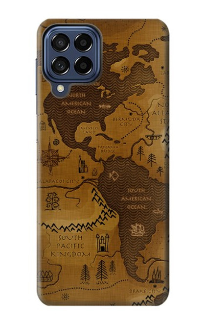 S2861 Carte antique du monde Etui Coque Housse pour Samsung Galaxy M53