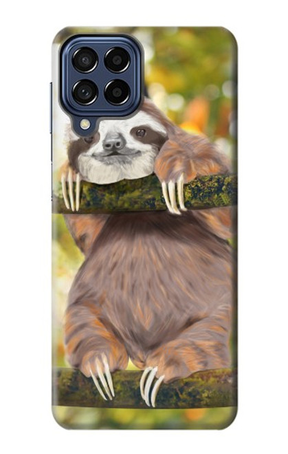S3138 Peinture mignon bébé Sloth Etui Coque Housse pour Samsung Galaxy M53