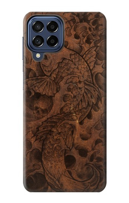 S3405 Graphique poisson Tatouage cuir Imprimer Etui Coque Housse pour Samsung Galaxy M53