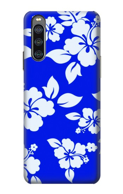 S2244 Motif Hawai Hibiscus Bleu Etui Coque Housse pour Sony Xperia 10 IV