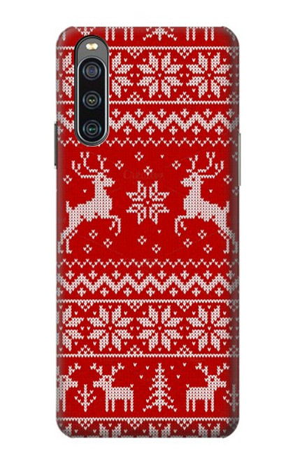 S2835 Renne Motif Tricoté Noël Etui Coque Housse pour Sony Xperia 10 IV