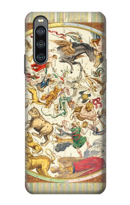 S3145 Constellation antique Carte du ciel étoilé Etui Coque Housse pour Sony Xperia 10 IV