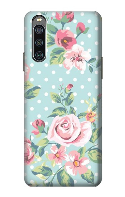 S3494 Rose à pois millésimé Etui Coque Housse pour Sony Xperia 10 IV