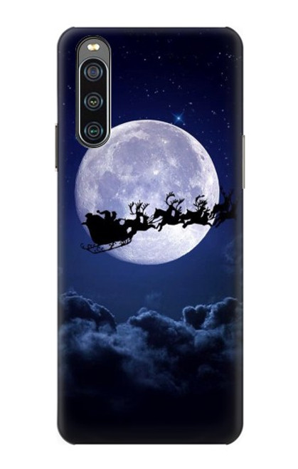 S3508 Noël Père Noël Lune Etui Coque Housse pour Sony Xperia 10 IV