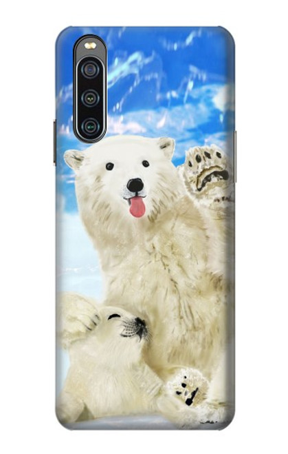S3794 Ours polaire arctique amoureux de la peinture de phoque Etui Coque Housse pour Sony Xperia 10 IV