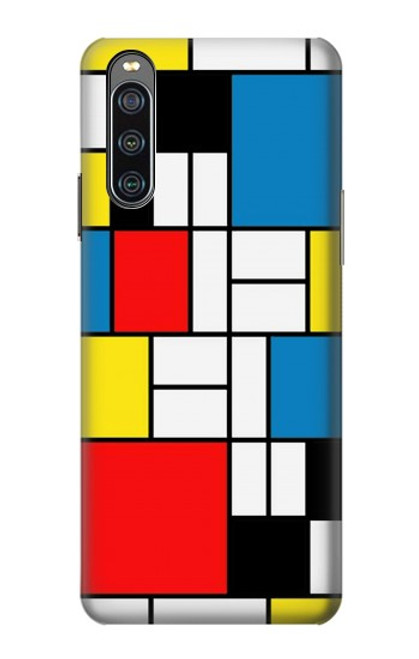 S3814 Composition de dessin au trait Piet Mondrian Etui Coque Housse pour Sony Xperia 10 IV