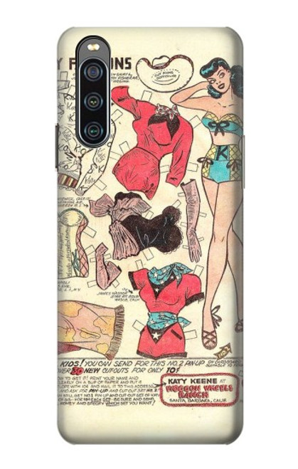 S3820 Poupée de papier de mode de cow-girl vintage Etui Coque Housse pour Sony Xperia 10 IV