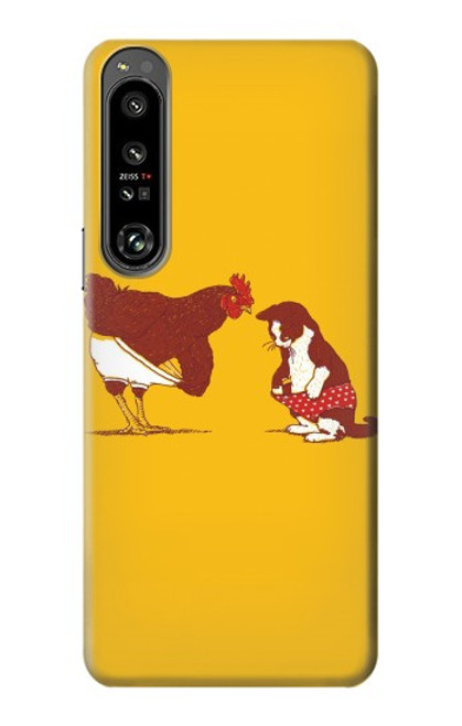 S1093 Coq de chat et blague Etui Coque Housse pour Sony Xperia 1 IV