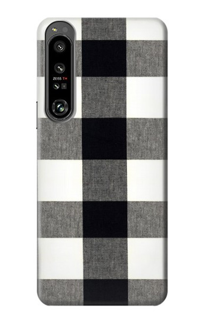 S2842 Noir et blanc Buffle motif de vérification Etui Coque Housse pour Sony Xperia 1 IV