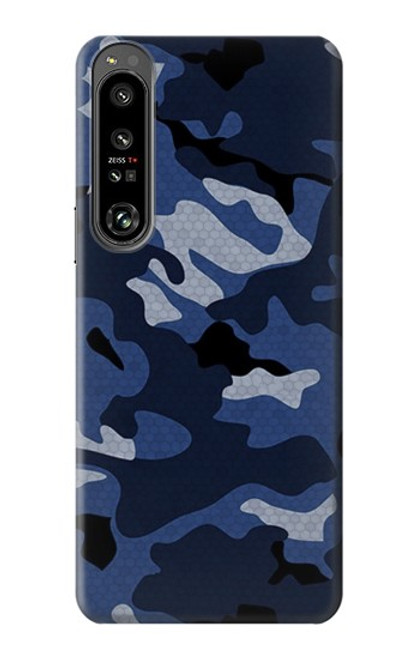 S2959 Marine Bleu Camo camouflage Etui Coque Housse pour Sony Xperia 1 IV