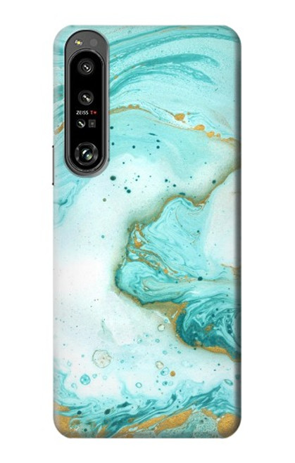 S3399 Vert Marbre Imprimer Graphique Etui Coque Housse pour Sony Xperia 1 IV