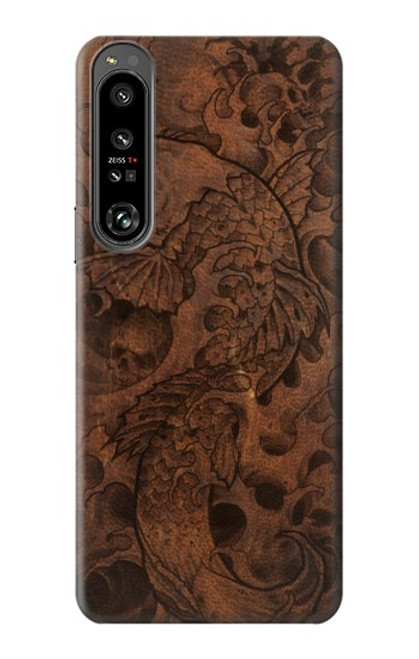S3405 Graphique poisson Tatouage cuir Imprimer Etui Coque Housse pour Sony Xperia 1 IV
