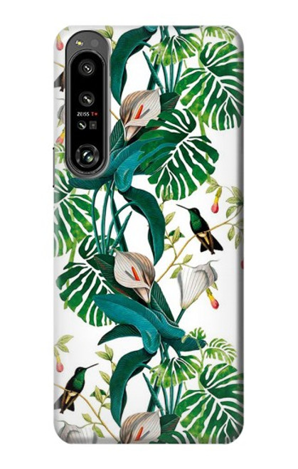 S3697 Oiseaux de la vie des feuilles Etui Coque Housse pour Sony Xperia 1 IV