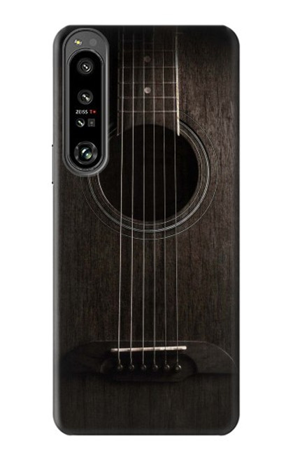S3834 Guitare noire Old Woods Etui Coque Housse pour Sony Xperia 1 IV