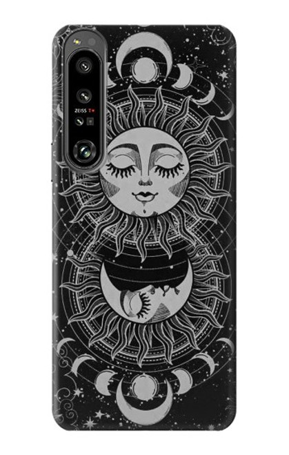 S3854 Visage de soleil mystique Croissant de lune Etui Coque Housse pour Sony Xperia 1 IV