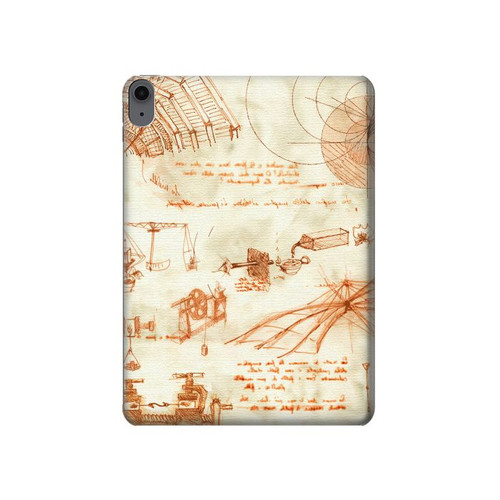 S0566 Dessin technique Da Vinci Etui Coque Housse pour iPad Air (2020, 2022), Air 11 (2024,2025,2026), Pro 11 (2022)