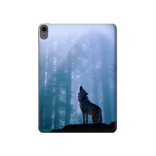 S0935 Loup Hurlant dans la forêt Etui Coque Housse pour iPad Air (2022,2020, 4th, 5th), iPad Pro 11 (2022, 6th)