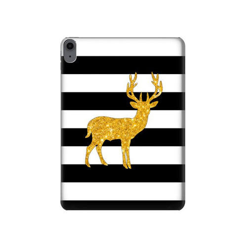 S2794 Noir et blanc rayé cerf d'or Sparkles Etui Coque Housse pour iPad Air (2020, 2022), Air 11 (2024,2025,2026), Pro 11 (2022)
