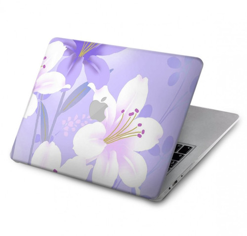 S2361 Fleurs blanches Violet Etui Coque Housse pour MacBook Air 13″ (2022,2024) - A2681, A3113