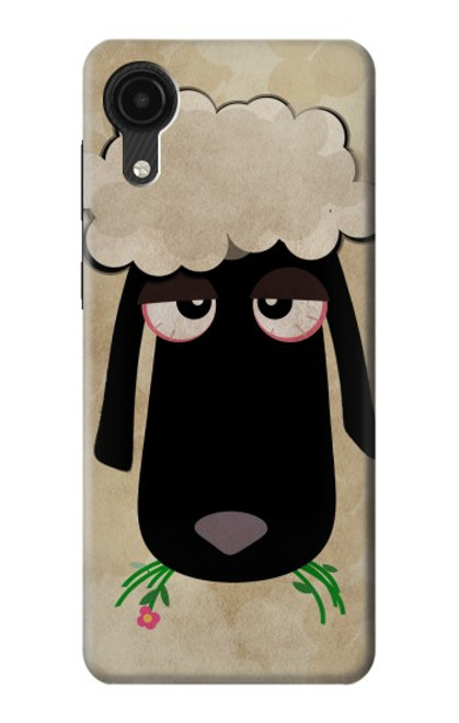 S2826 Mignon Noir Sheep Dormir Dessin Etui Coque Housse pour Samsung Galaxy A03 Core