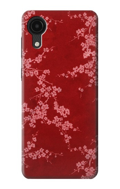 S3817 Motif de fleurs de cerisier floral rouge Etui Coque Housse pour Samsung Galaxy A03 Core