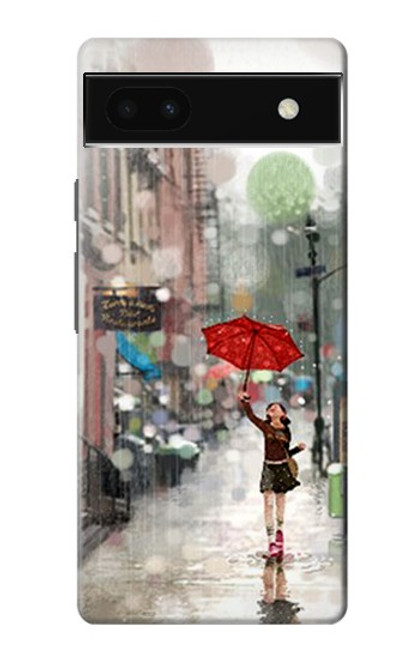 S0108 Fille sous la pluie Etui Coque Housse pour Google Pixel 6a