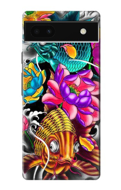 S1630 Poissons japonais Oriental Tatouage Etui Coque Housse pour Google Pixel 6a